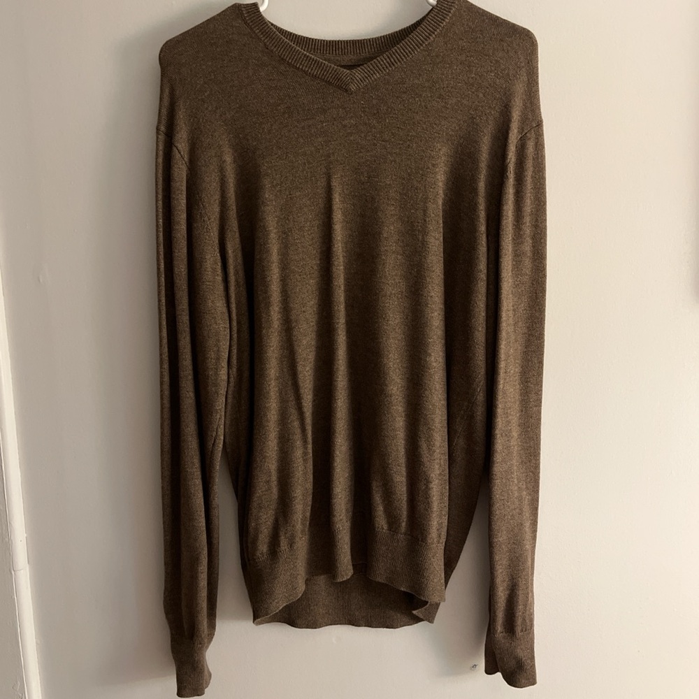 St. John's Bay V-Neck Sweater in Rich Brown